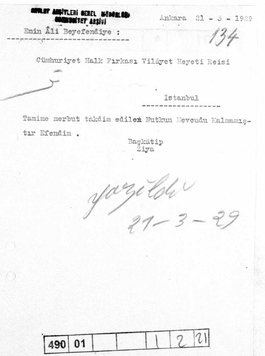 İsmet İnönü’nün Takrir-i Sükun Kanunu Hakkındaki Nutku