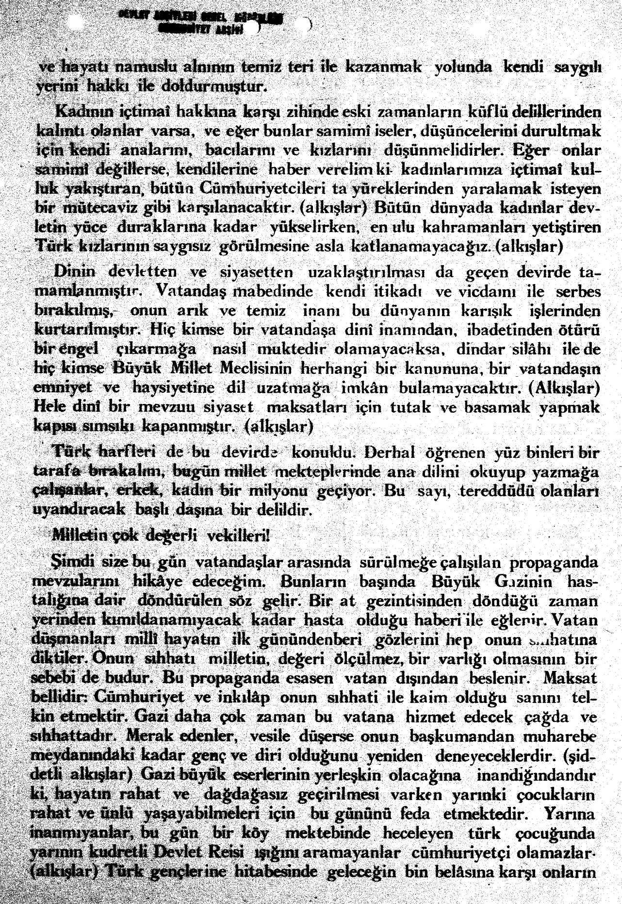 İsmet İnönü’nün Takrir-i Sükun Kanunu Hakkındaki Nutku