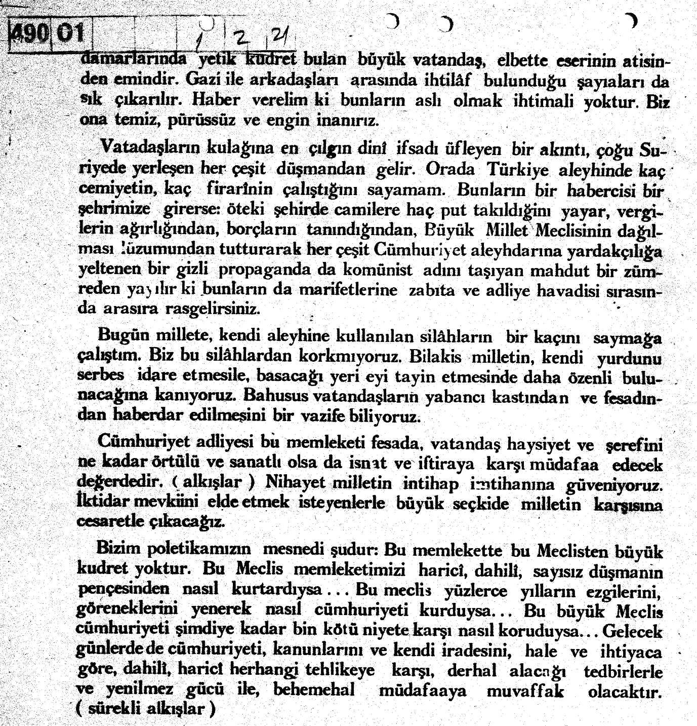 İsmet İnönü’nün Takrir-i Sükun Kanunu Hakkındaki Nutku