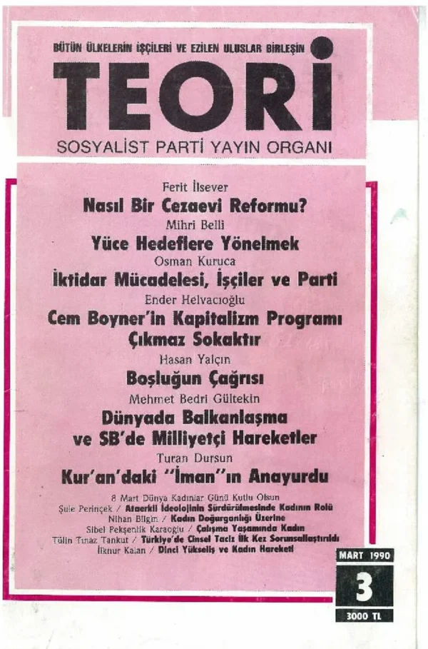 Parti- Kadın- Milliyetçi Hareketler | Teori Mart 1990