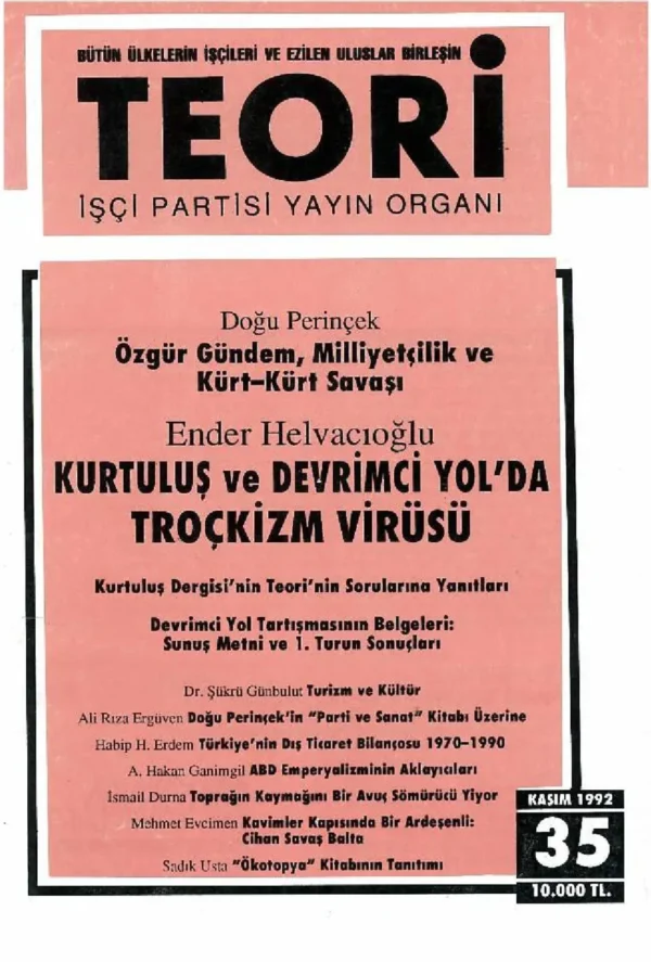 MİLLİYETÇİLİK VE KÜRT SAVAŞI- DEV YOL | Teori Kasım 1992
