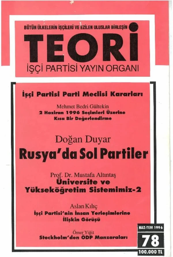 RUSYA'DA SOL PARTİLER | Teori Haziran 1996