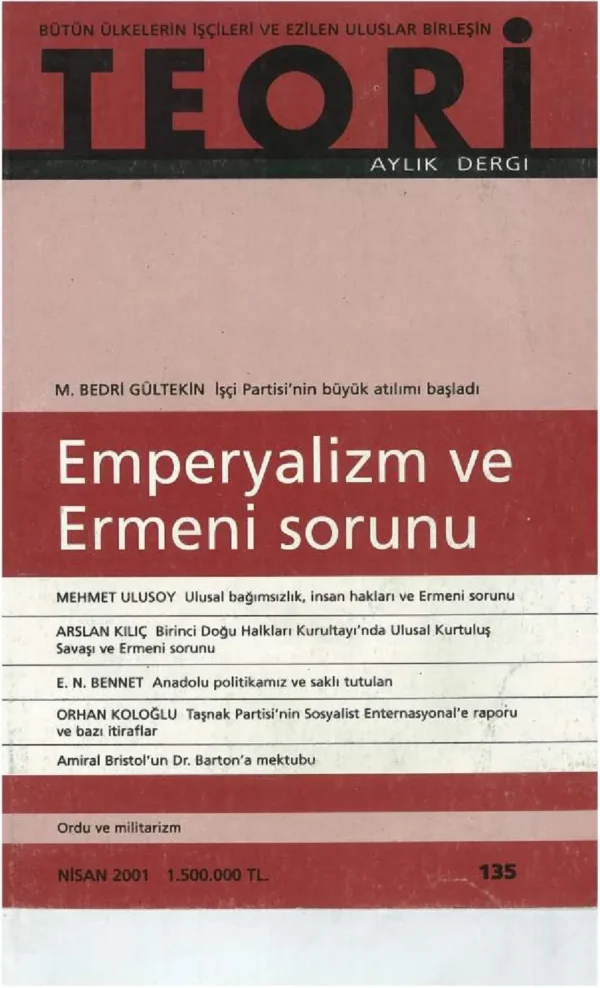 EMPERYALİZM VE ERMENİ SORUNU | Teori Nisan 2001