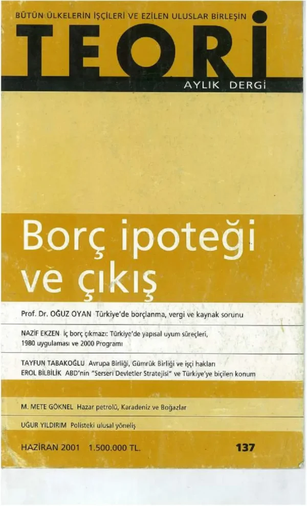 BORÇ İPOTEĞİ VE ÇIKIŞ | Teori Haziran 2001