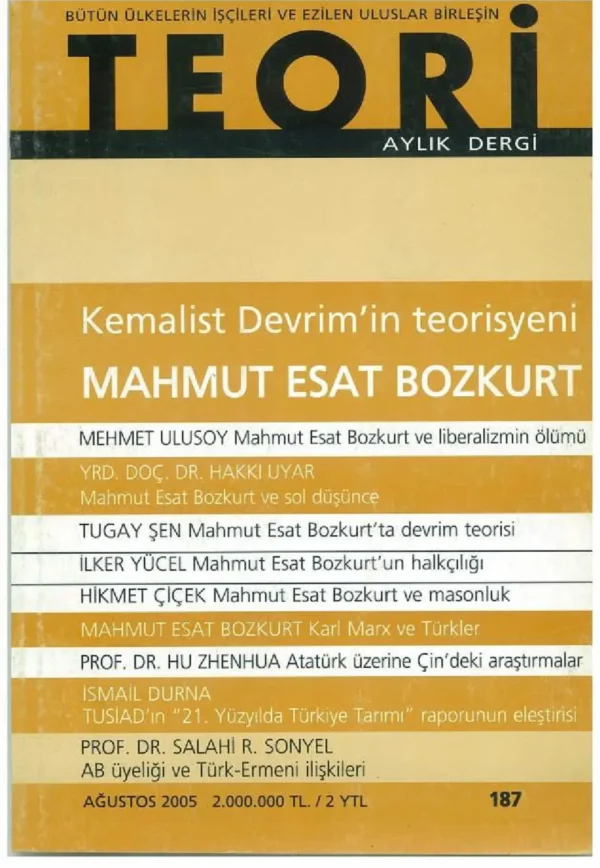 kemalist devrim'in teorisyeni: mahmut esat bozkurt | Teori Ağustos 2005