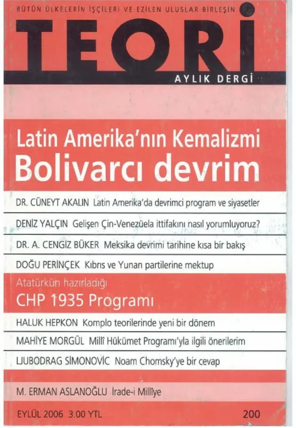 latin amerika'nın kemalizmi: bolivarcı devrim | Teori Eylul 2006