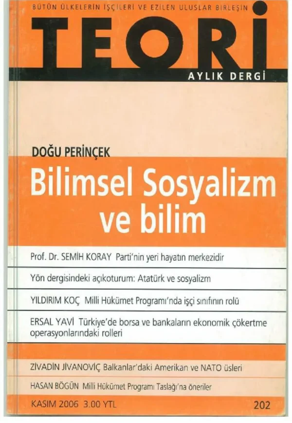 bilimsel sosyalizm ve bilim | Teori Kasım 2006
