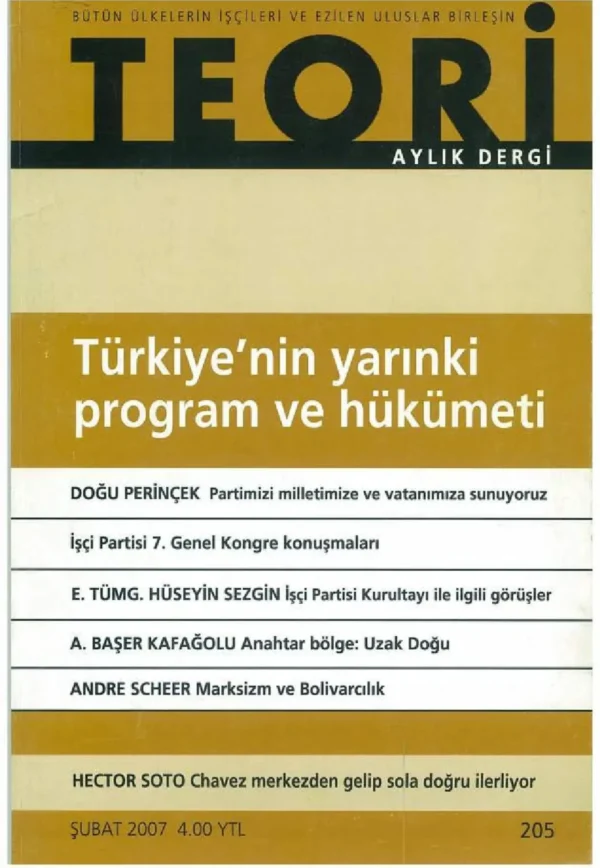 TÜRKİYE'NİN YARINKİ PROGRAM VE HÜKÜMETİ | Teori Şubat 2007