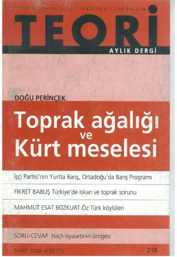 toprak ağalığı ve kürt meselesi | Teori Mart 2008