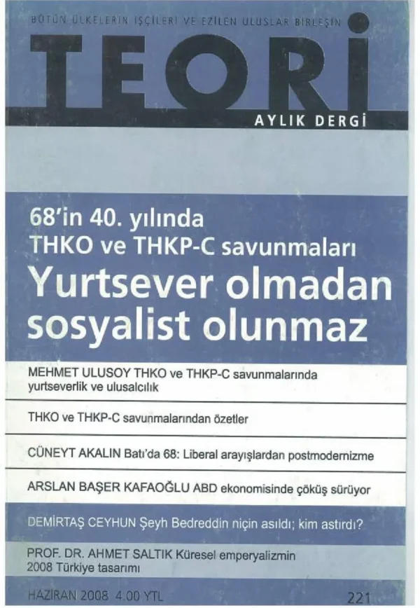 68'in 40. yılında thko ve thkp-c savunmaları: yurtsever olmadan sosyalist olunmaz | Teori Haziran 2008